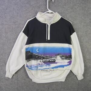 Vintage Niagara Falls Pullover Sweater Mens Medium White Blue Scenic Canada 90s